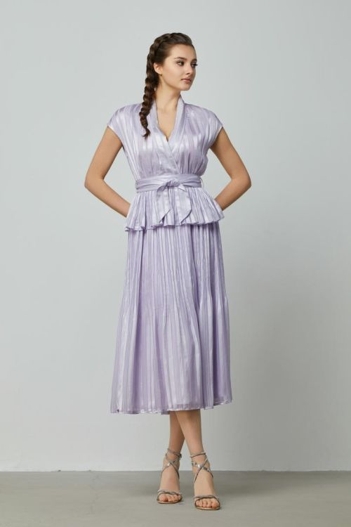 Pleated Tie-Waist Dress