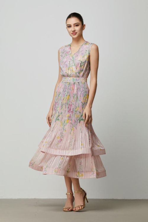 chiffon stripped floral dress