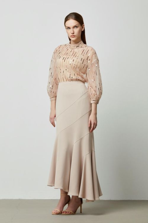 Fit and Flair Asymmetric Skirt