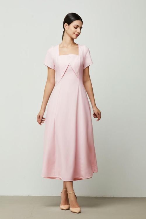 Blush Crepe Midi Dress