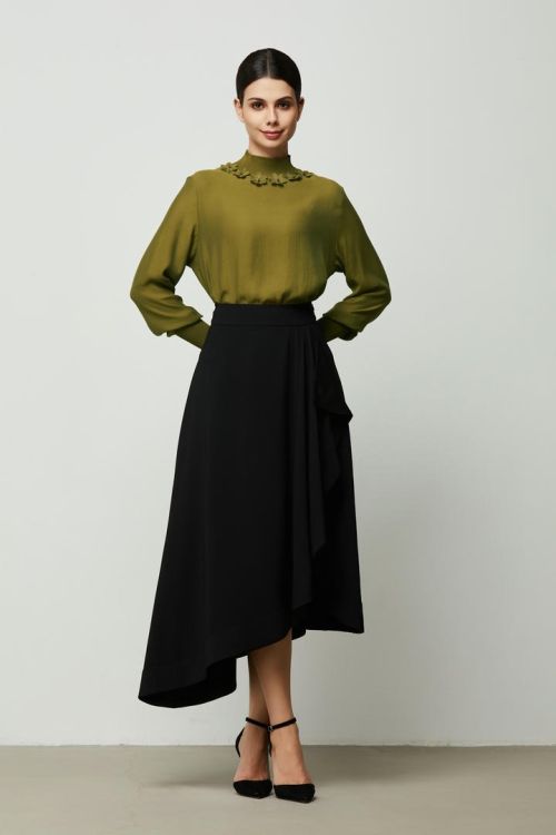 Asymmetrical Crepe Skirt