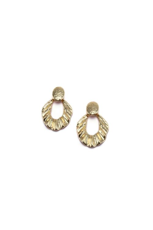 textured gold-tone drop earrings