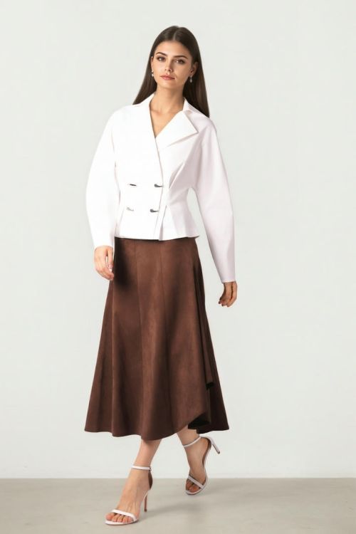 MIDI LENGTH SUEDE SKIRT