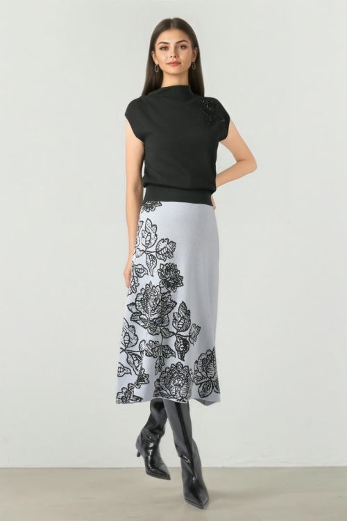 Blue-Black Knit Skirt