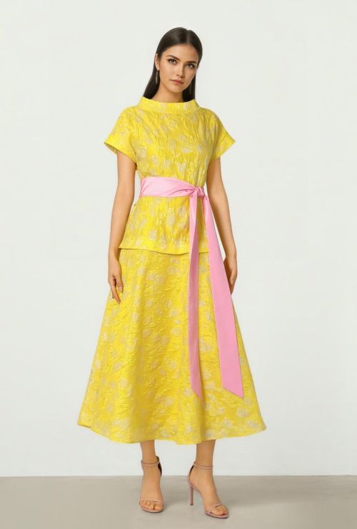 Contrast Belt Dress
