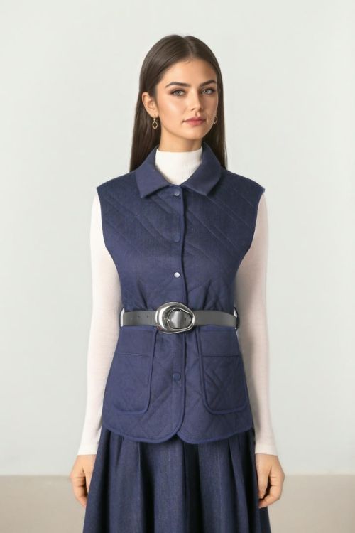 Dark Blue Denim Vest