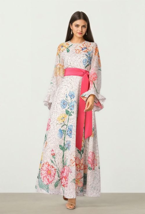 Printed Organza Dress