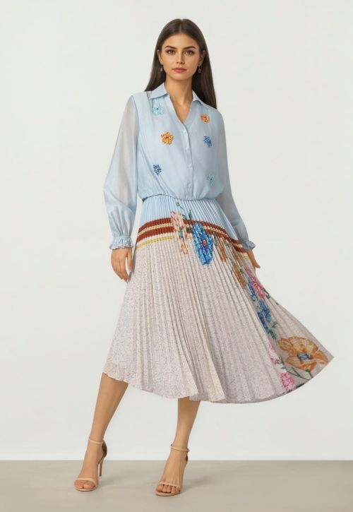 Asymmetric Print Skirt