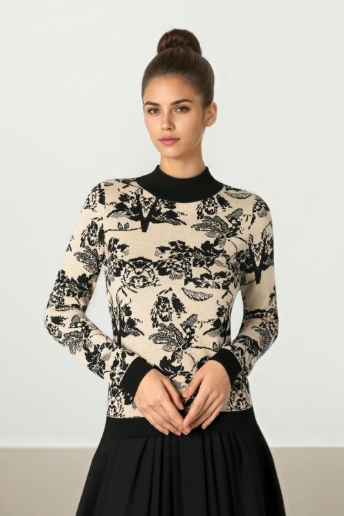 Printed Gold & Black Pullover