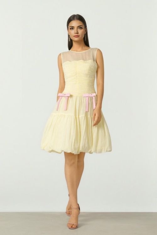 Pleated Bow Dress