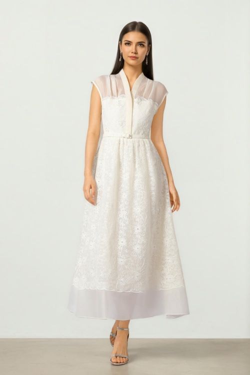 Draped Collar Dress