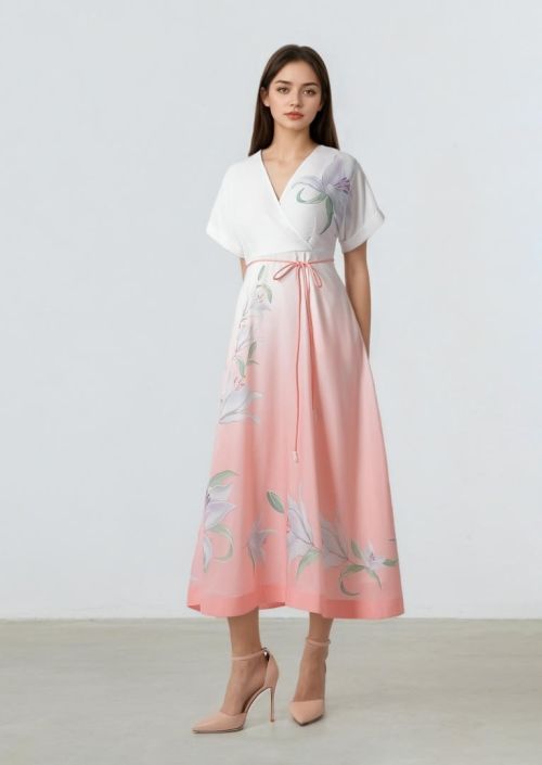 gradient wrap front Dress