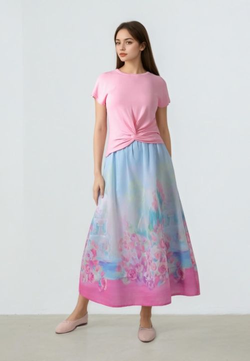Printed A-Line Skirt