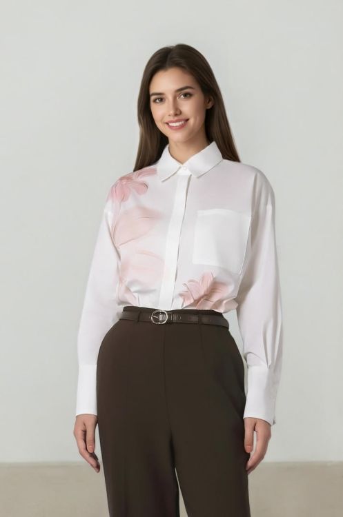 Floral Printed White Shirt