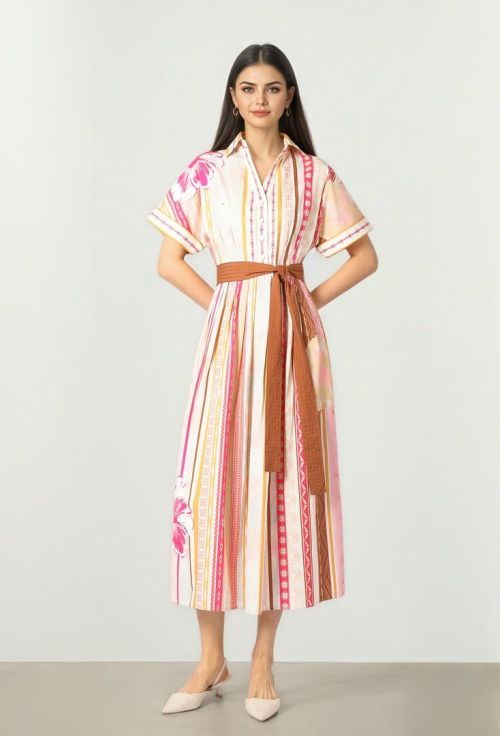 Printed Collar Dress