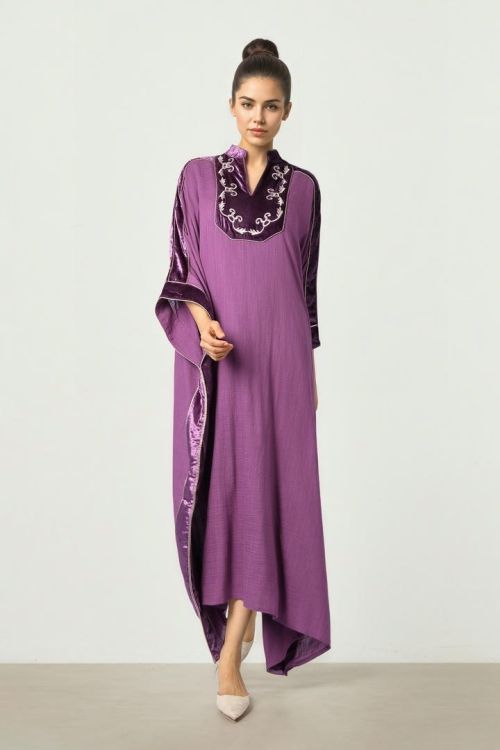Embroidered Purple Kaftan