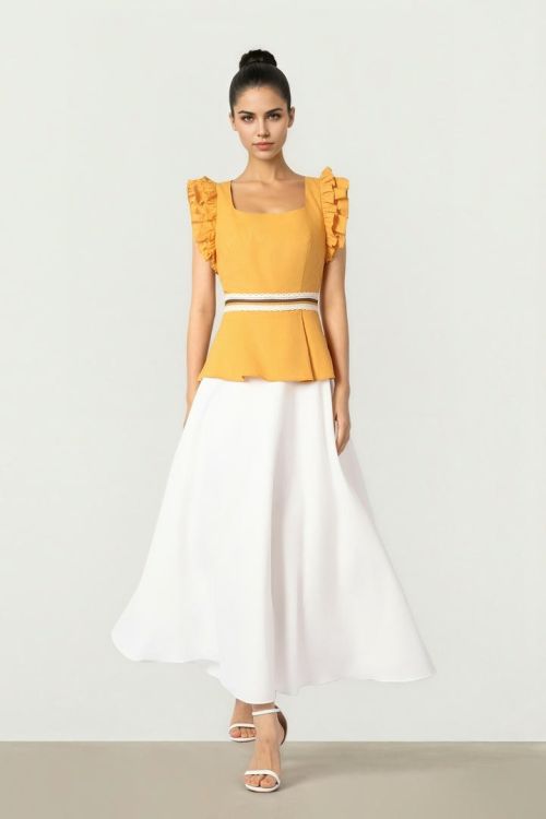 Ruffled Linen Midi