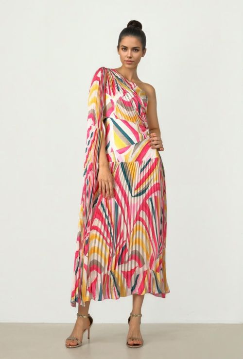 Pleated Stripe Dress