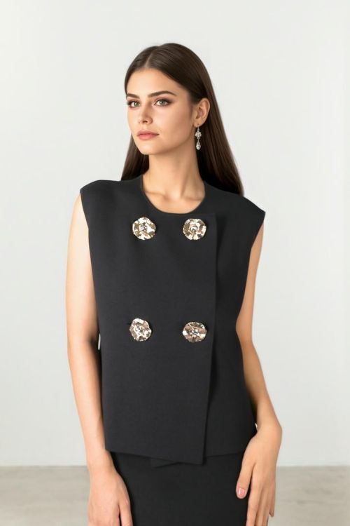 Knit Pullover with Statement Buttons