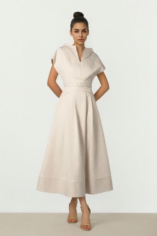 Embroidered A-Line Midi
