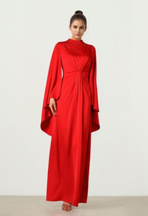 Crimson Satin Dress