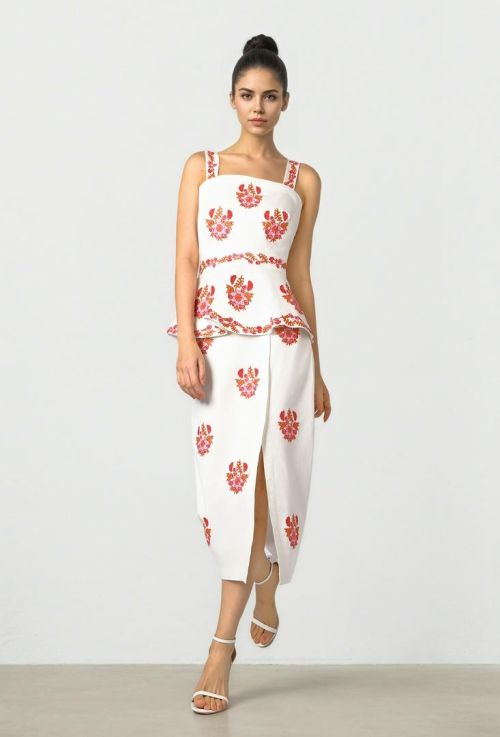 Embroidered Pencil Skirt