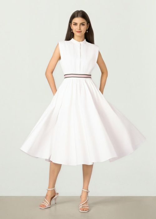 Contrast Waist Midi