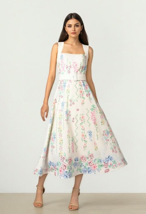 Garden Print Midi Dress