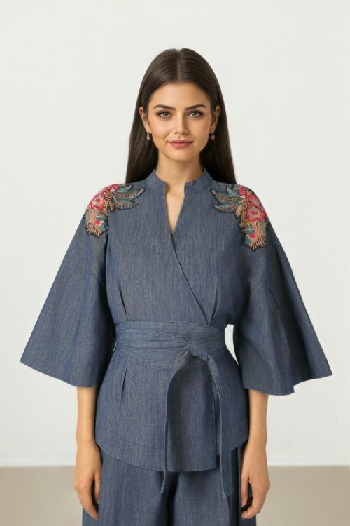 Wrap Denim Jacket