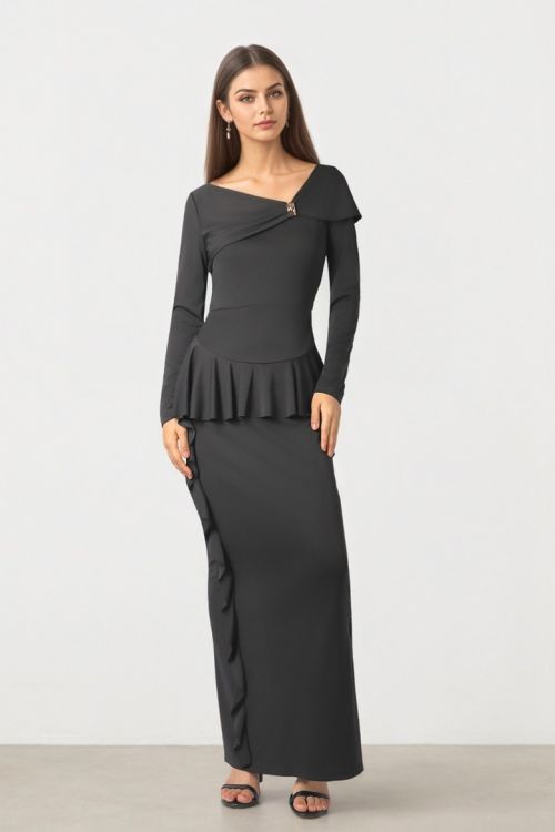 RUFFLE JERSEY DRESS