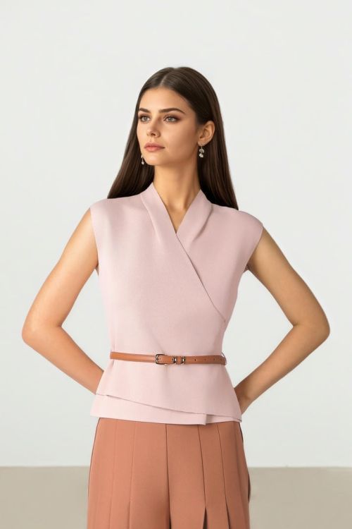 FOLDED NECK TOP