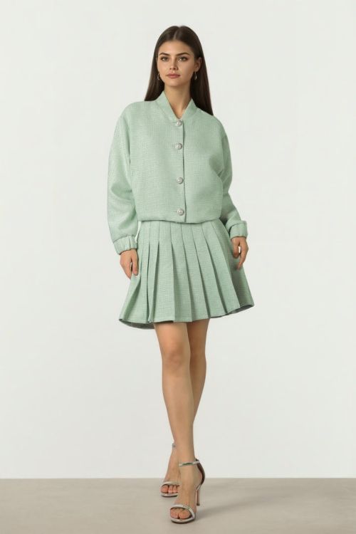Mint Tweed Skirt