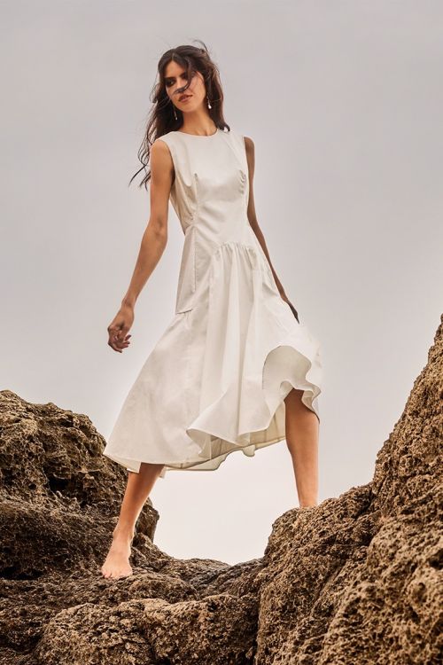 Ruched cuts cotton dress