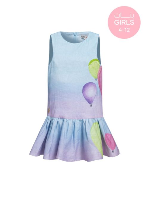 peplum printed dress-Girls